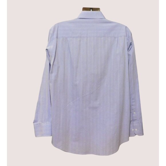 Donald Trump Shirt Mens 17 34-35 Blue Stripe Long Sleeve Pocket Button Up Cotton - Picture 3 of 5